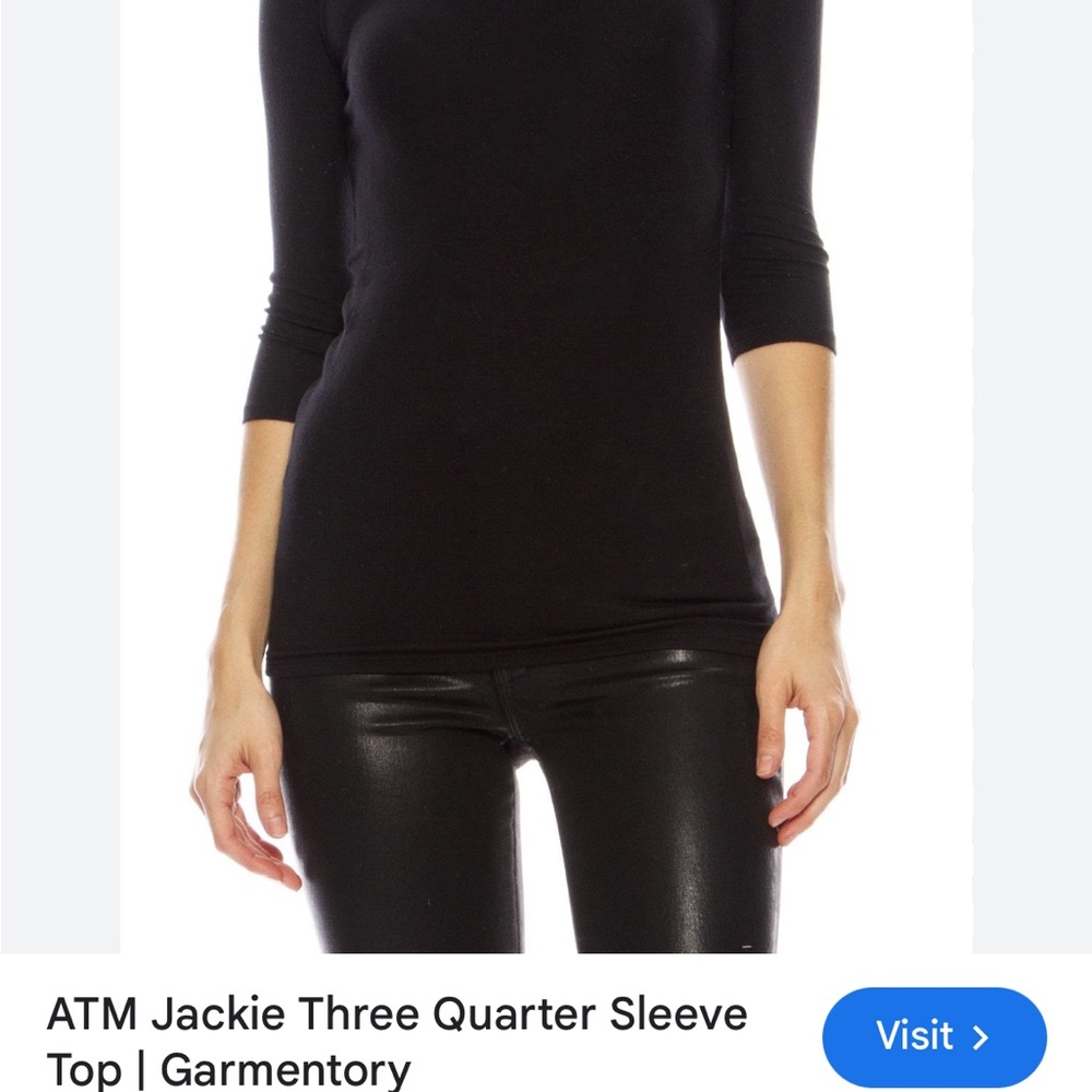 ATM Anthony Thomas Melillo Black Three Quarter Sleeve Top
